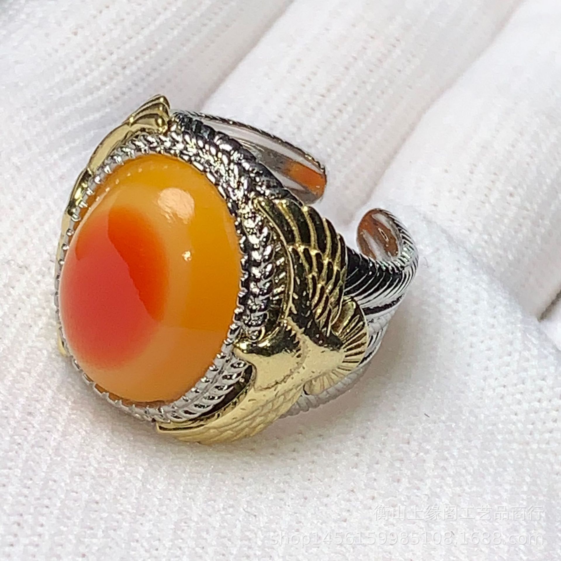 骨粉合成鸟头戒指仿鹤顶红戒指文玩