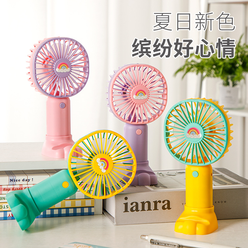 Rainbow Small Handheld Fan Mini USB Fan Charging Student Gift Desktop Portable Dormitory Small Fan Manufacturer