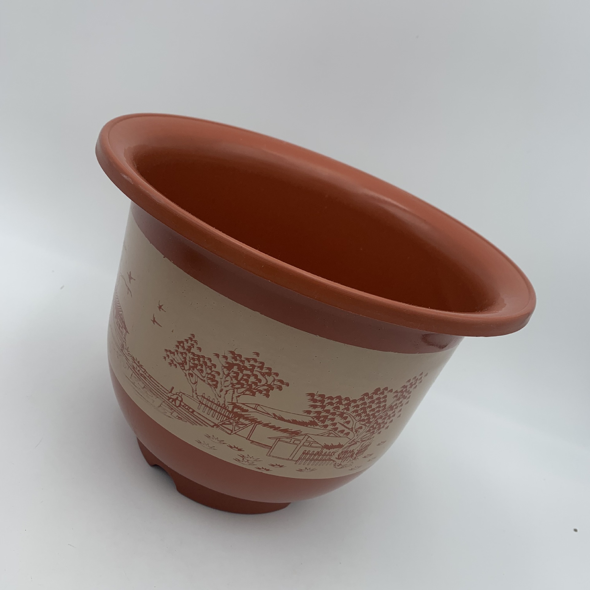 复古印字花盆家居摆设花盆塑料花盆圆形花钵厂家货源两元百货批发