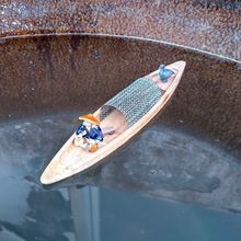 中式木船渔船实木水上漂浮观光景观装饰品道具乌蓬帆船模型摆件