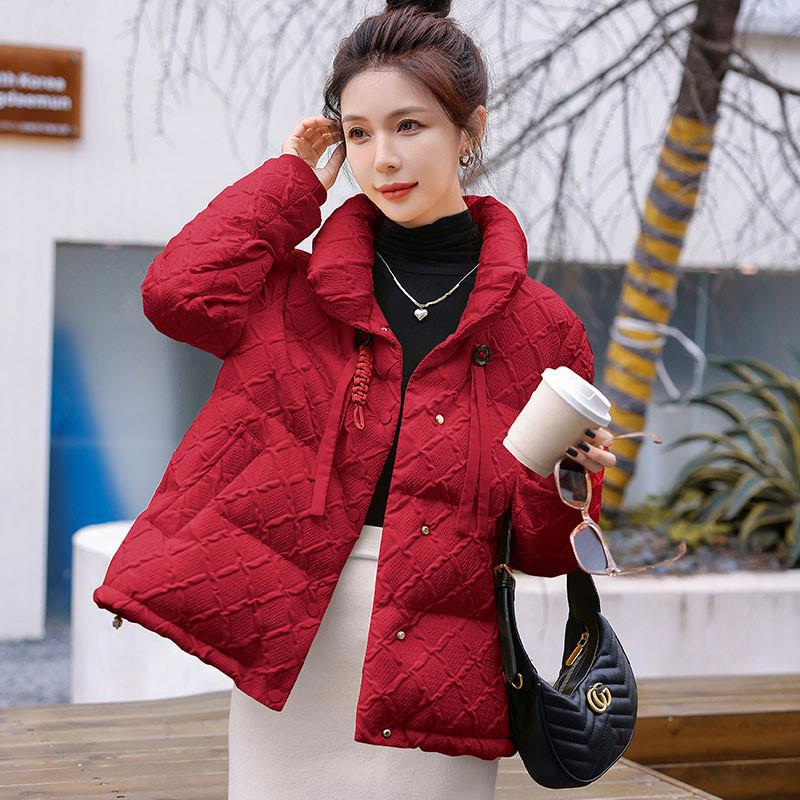 结婚当天新娘便装冬天回门服厚外套红色短款小棉袄女羽绒棉衣棉服