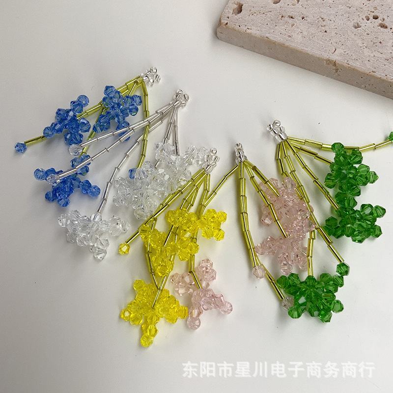 DIY Handmade Beaded Crystal Wheat Semi-Finished Products Forest Style Ornament Earring Material Hairpin Buyao Tassel Small Accessories