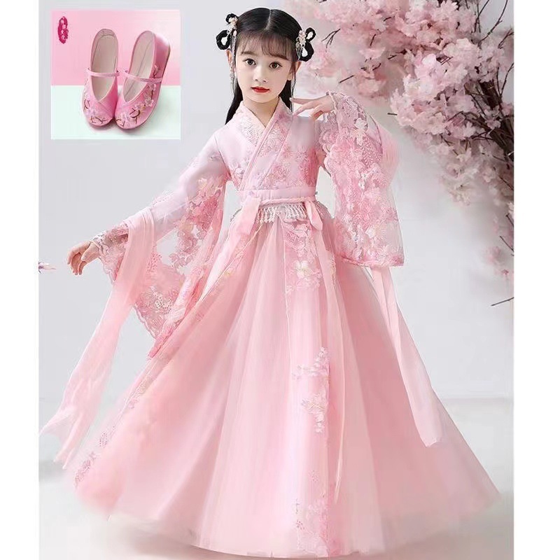 Girls' Han Chinese Costume Chinese Style Summer 2023 Princess Super Fairy Costume Children's Dress Girl's Ancient Style Summer Spring and Autumn