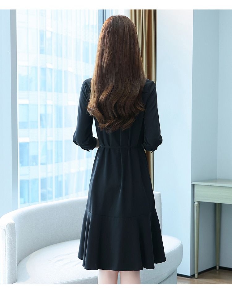 衬衣连衣裙女春秋新款长袖显瘦长裙遮肚子中长款收腰气质衬衫裙子