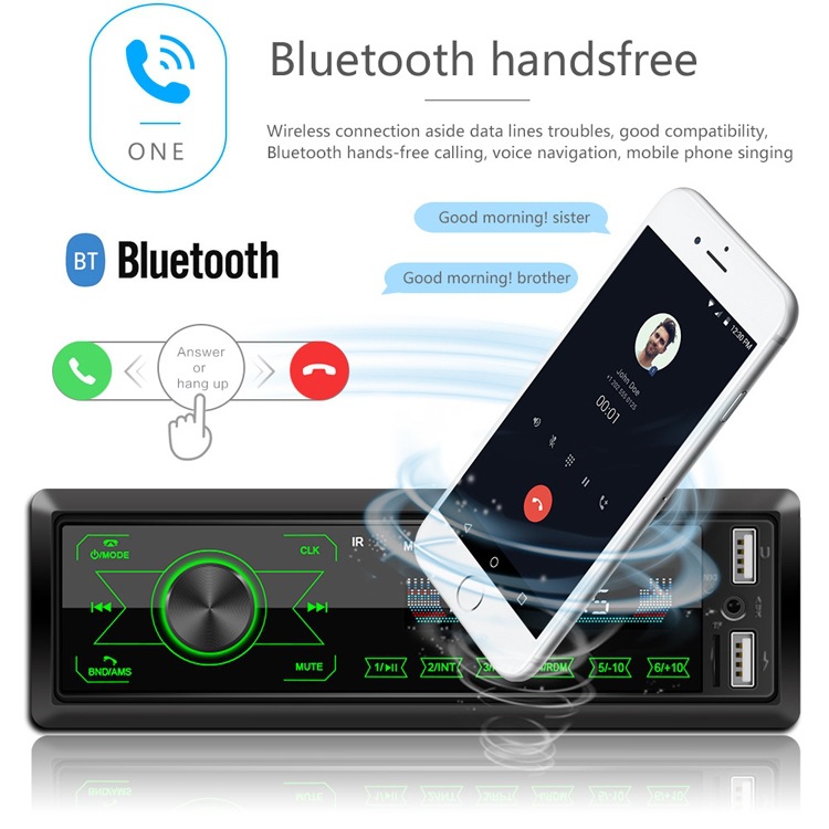 A2818 Vehicle-Mounted Bluetooth Handsfree Call Touch MP3 Player Car Function Dual USB Flash Disk Colorful Light Radio