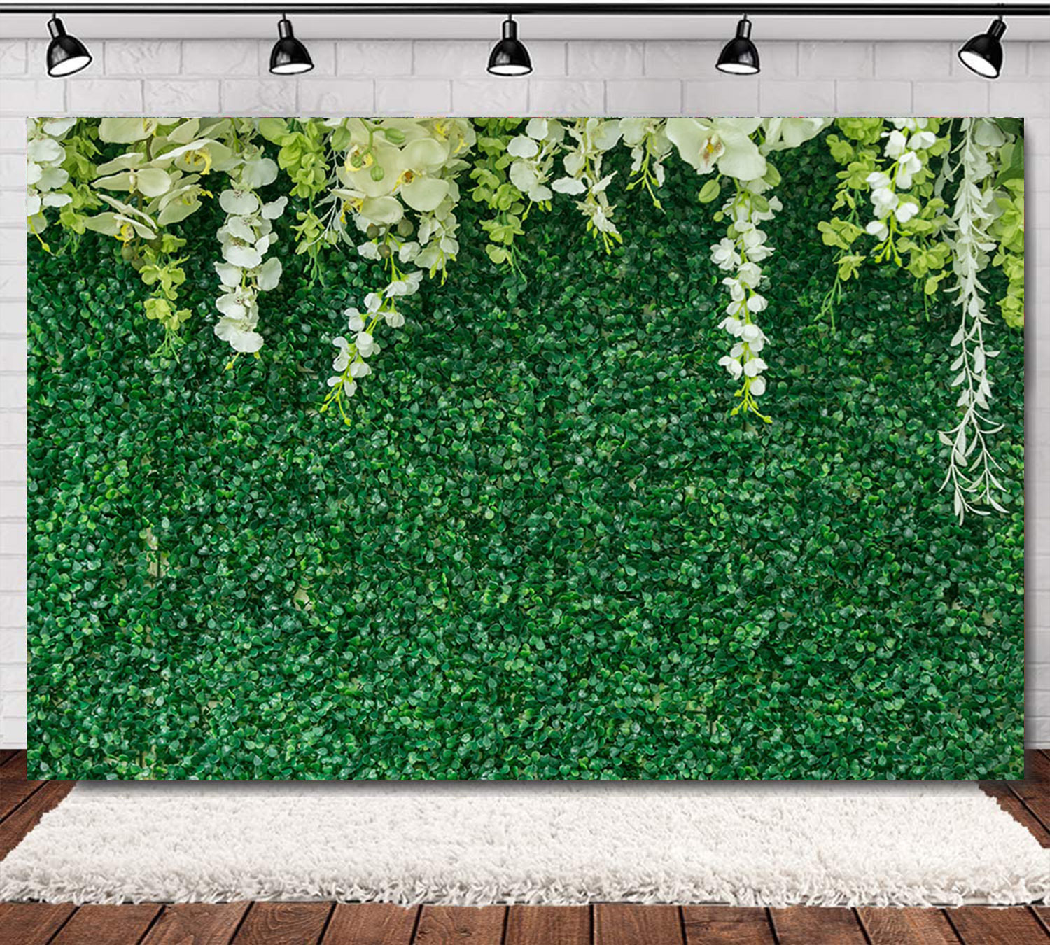 亚马逊新款婚礼花墙绿色植物玫瑰生日主题拍照摄影背景布跨境专供