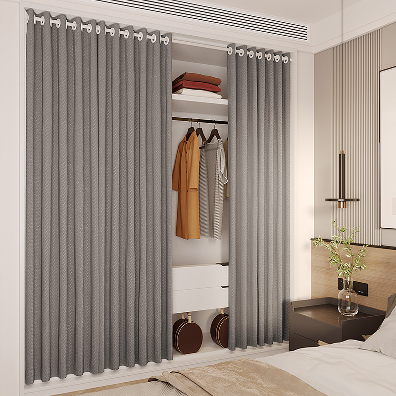 开放式衣柜无门柜子置物架衣帽间拉帘遮挡滑轨式帘子遮丑防尘门帘