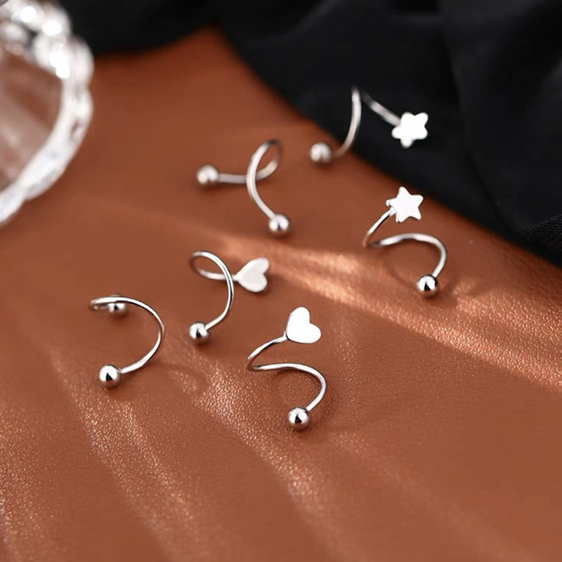 S925 Sterling Silver Spring Stud Earrings for Women 2023 New Personality Affordable Luxury Ear Bone Stud Petite Earrings High-Grade Earrings