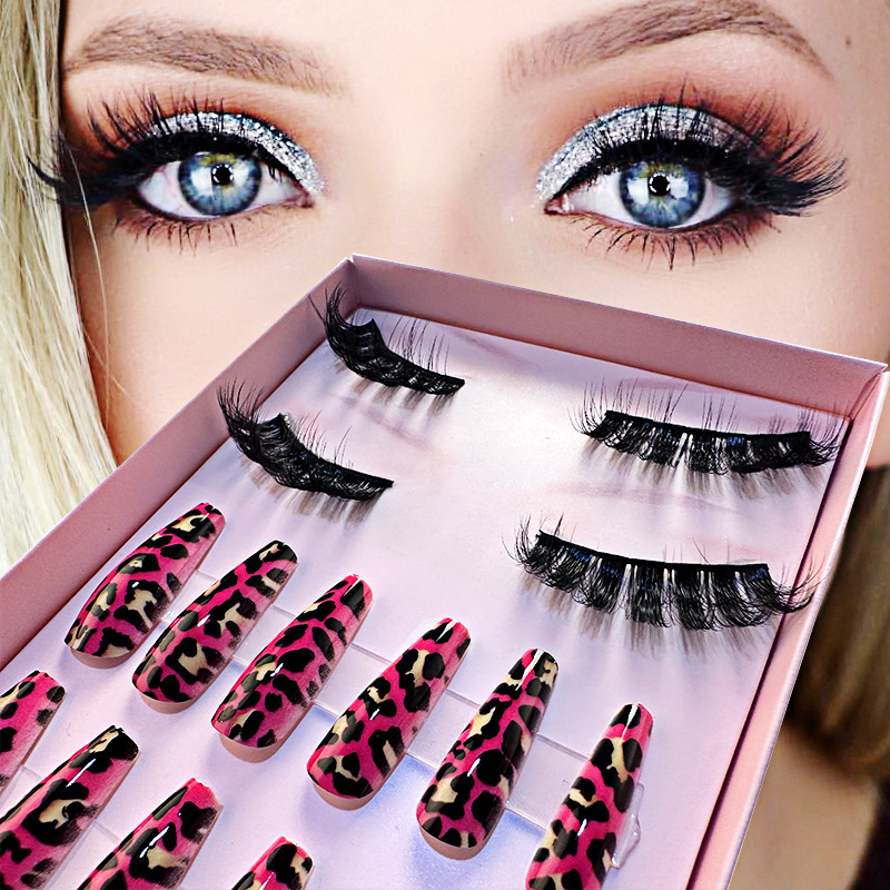 New Product Nail Beauty Eyelashes Exquisite Gift Set Thick Fried Hair Warped Stage Makeup Mink False Eyelashes