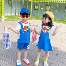 六一儿童卡通演出服夏可爱幼儿园小班男孩女童表演服超级玛丽套装