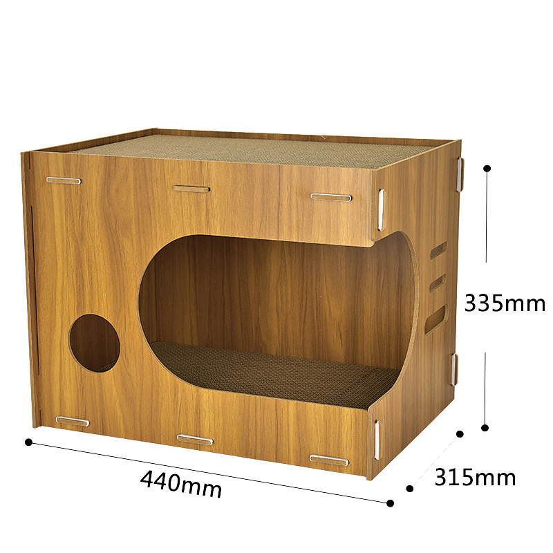 Cat Litter Cat Scratch Board Integrated Wear-Resistant Non-Chip Vertical Double-Layer Stackable Wooden Cat House Corrugated Paper Cat Toy