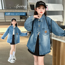 女童牛仔外套2024新款儿童春秋时髦中大童女孩韩版网红牛仔外套