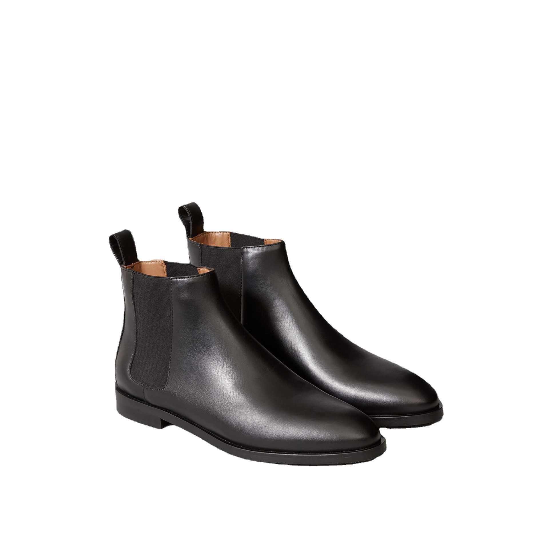 工厂定制欧美新款羊面皮短靴黑色尖头马丁靴女低筒低跟黑色女靴