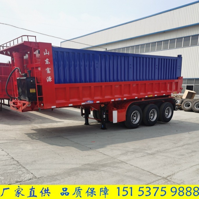 轻型9米后翻半挂车 三桥立翻半挂车 载重60吨半挂翻斗车 箱中箱式