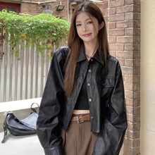 皮衣外套女秋季韩版新款小个子感短款宽松长袖机车服夹克