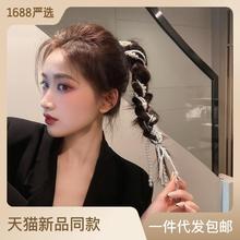 杨超越同款珍珠编发链发饰夏发夹超仙气ins发卡发带女绑发头饰潮