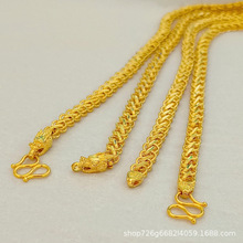 黄铜真空电镀24K黄金项链 越南沙金链子 泰国款式龙头链扁链批发