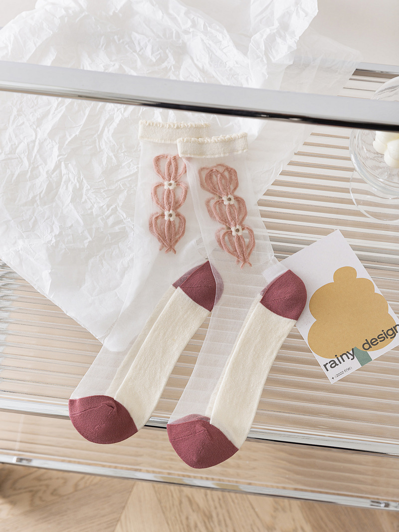 Socks Women's Summer Mid-Calf Length Socks Tulip Transparent Crystal Glass Stockings Wholesale Ins Fashion Card Stockings