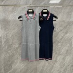 厂家直营TB春夏季新款学院风撞色翻领Polo气质显瘦无袖连衣裙潮