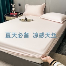 水洗真丝纯色床笠单件冰丝床罩酒店民宿床垫保护套家用床罩批发