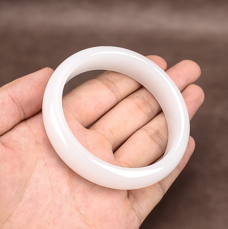 新疆和田玉白玉手镯女款羊脂级白玉手镯真玉细少女玉镯子饰品玉镯