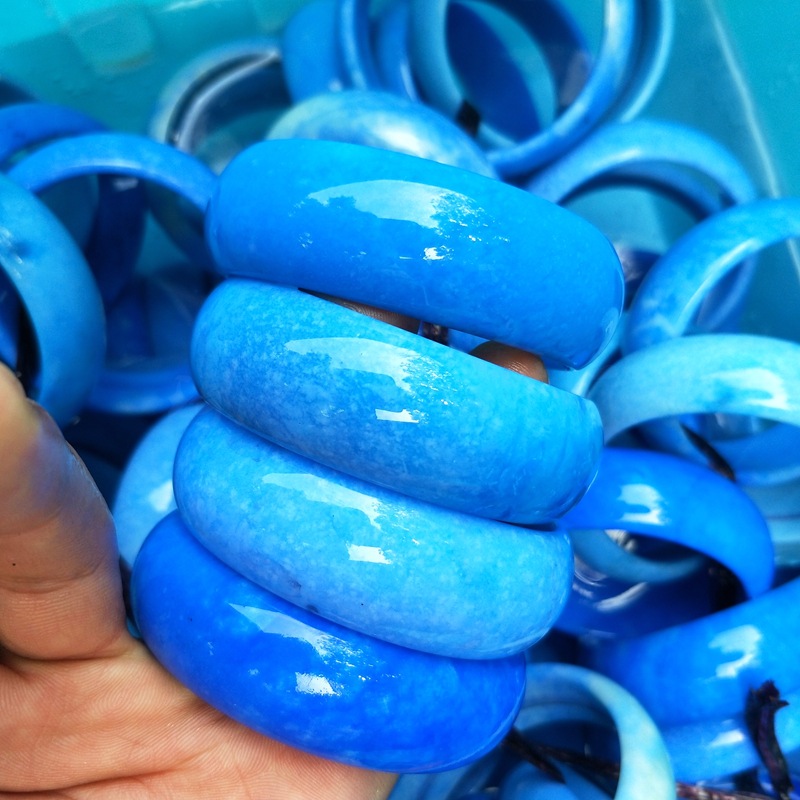 舒俱来蓝色手镯优化舒俱来玉女款镯子