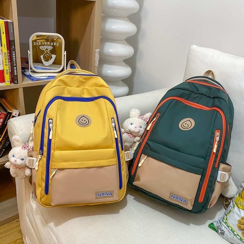 2023 New Middle School and College Schoolbag Wholesale Large Capacity Korean Contrast Color Backpack Mori Leisure Fashion Backpack