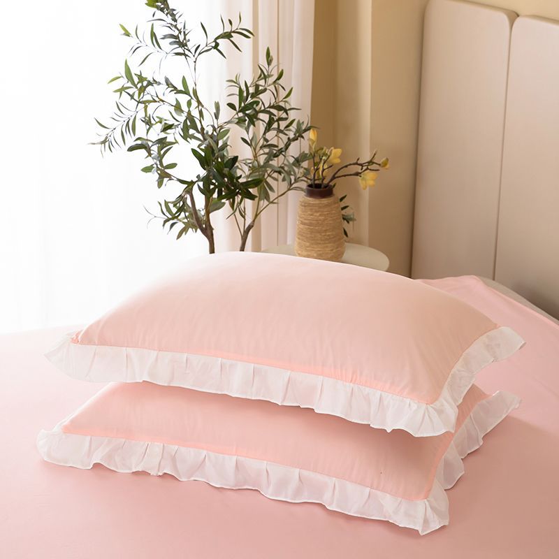 纯色双人单人家用枕头套成人单个宿舍装花边枕套3050不含芯-阿里巴巴