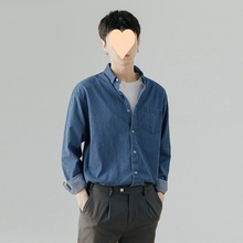 牛仔衬衫男长袖2024春季新款韩版潮流修身时尚休闲衬衣外套寸