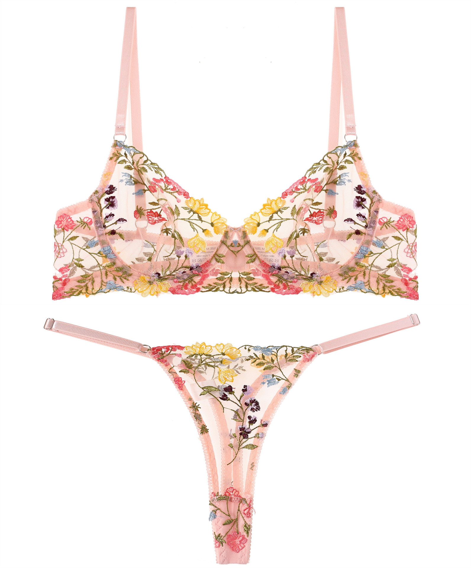 厂家性感内衣女聚拢蕾丝文胸透明网纱刺绣情趣文胸套装一手货源