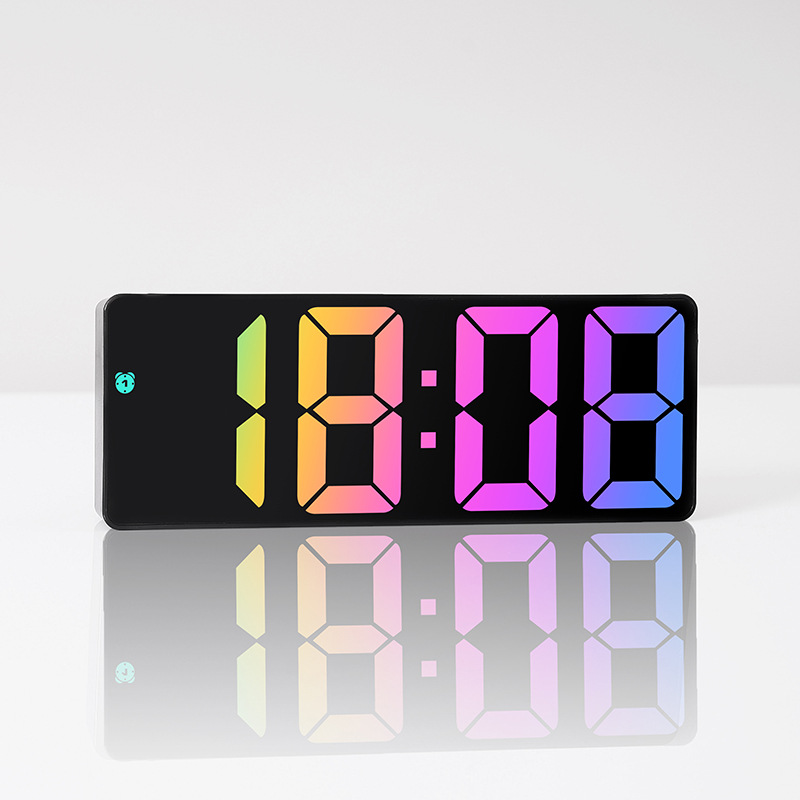 INS Personalized New LED Large Word Electronic Clock Bedside Alarm Clock Simple Fashion Colorful Large Screen Clock 0725