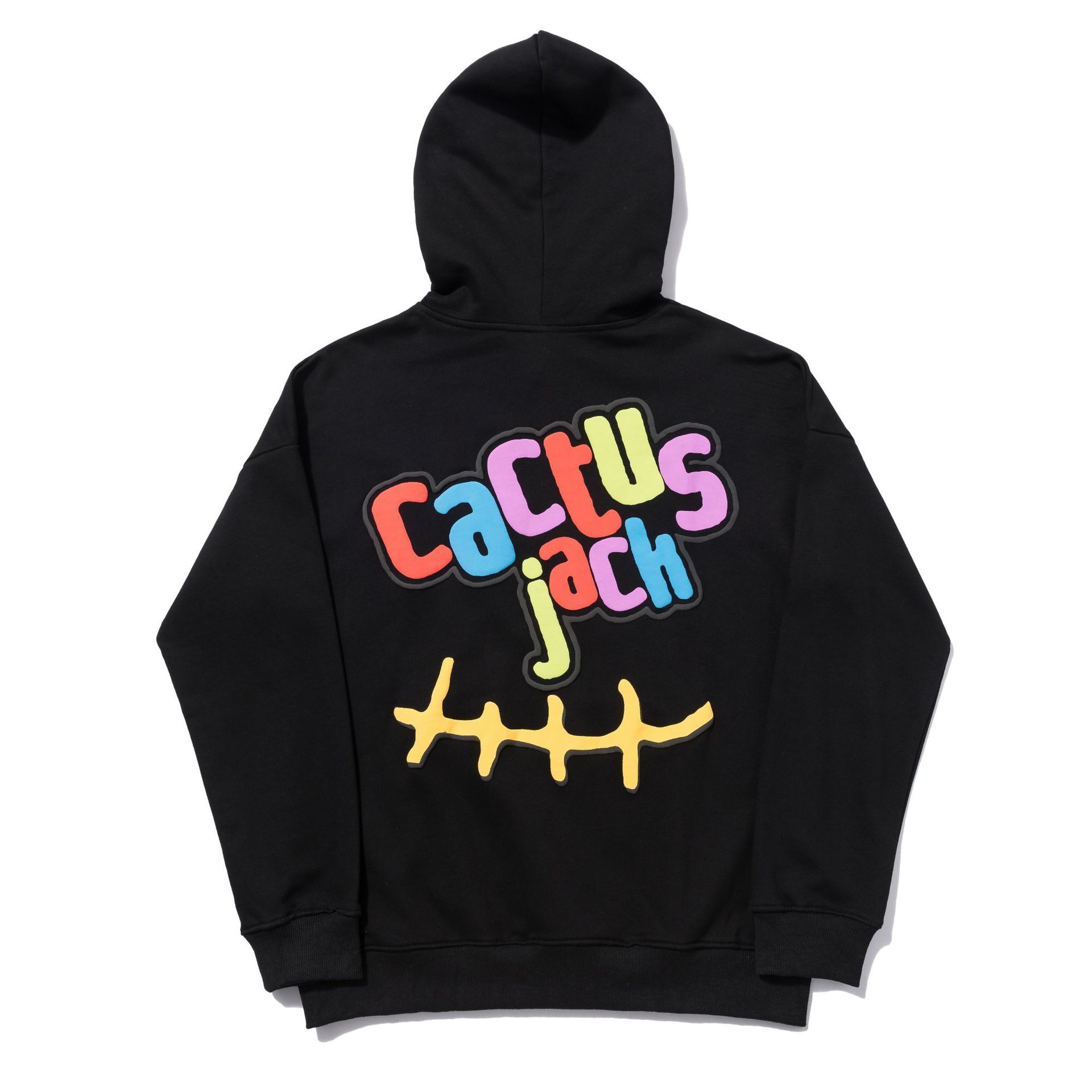 21ss嘻哈侃爷travis scott jack 七彩发泡字母连帽长袖卫衣棕色