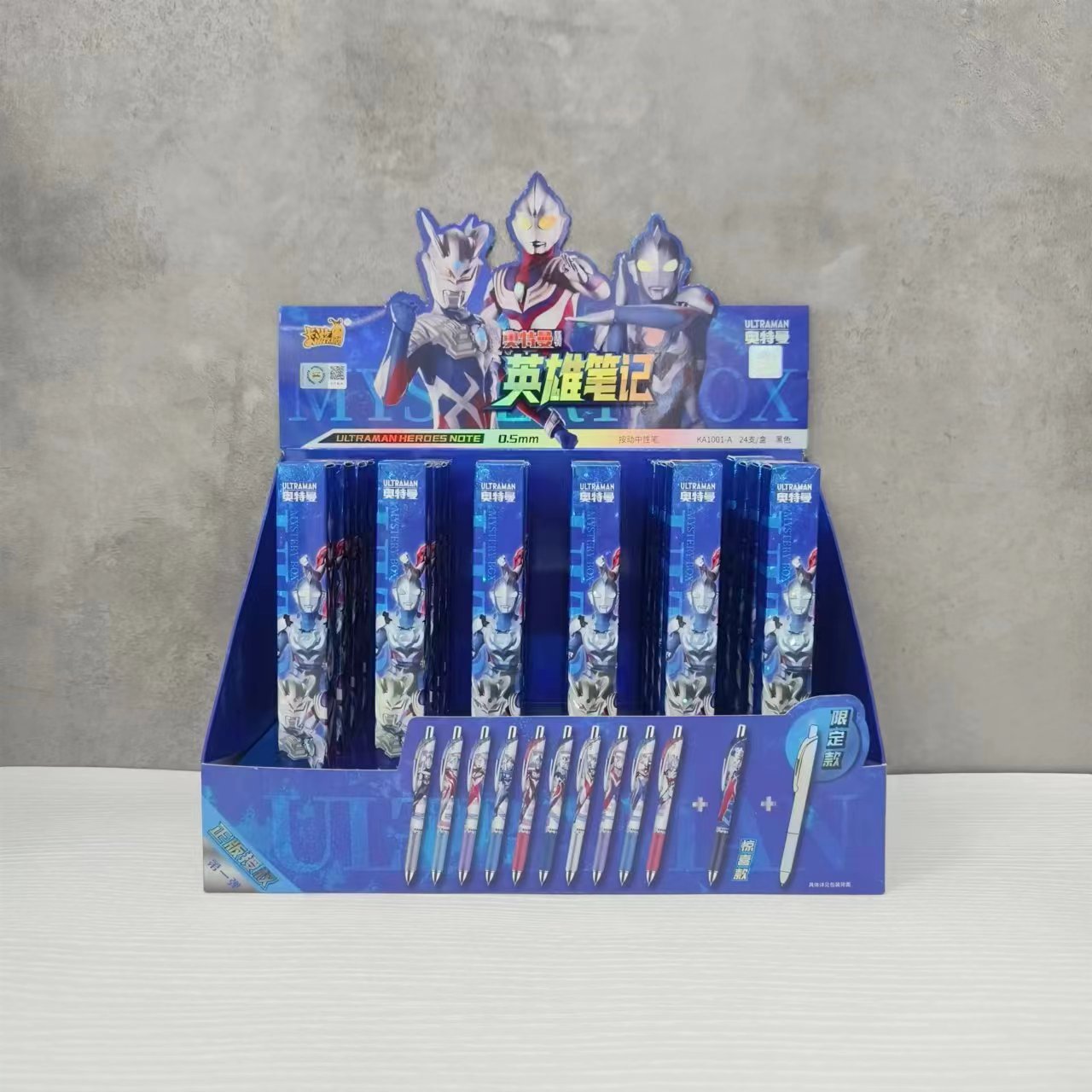 Genuine Card Game Ultraman Pen Blind Box Gel Pen Hero Notes Push Type Press Pen Boys