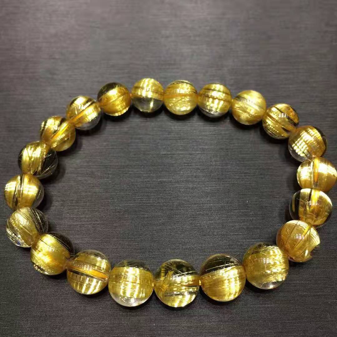 天然钛晶手链 金钛晶手链男女款 钛晶手链手串 金发晶钛晶手链