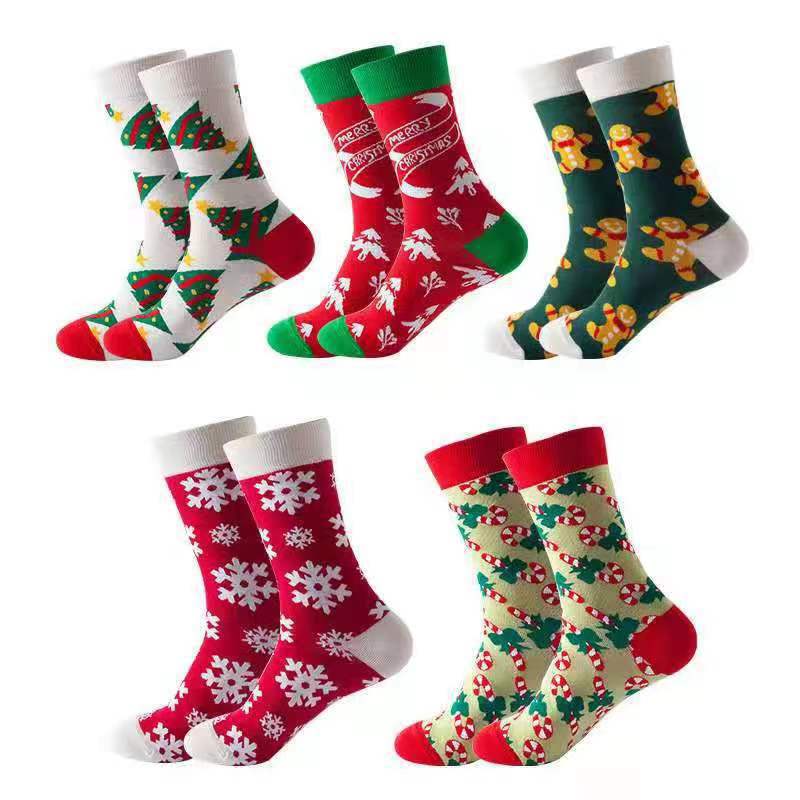 Christmas Stockings Christmas Men‘s and Women‘s Christmas Tree Socks Mid-Calf Christmas Stockings Tube Socks Wholesale Cross-Border Christmas Cotton Socks