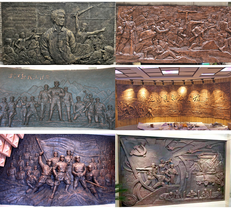 厂家供应红军抗战人物仿铜玻璃钢浮雕学校文化景观墙锻铜浮雕