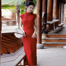新中式年轻款改良旗袍裙传统婚礼红色礼服修身显白复古连衣裙女装