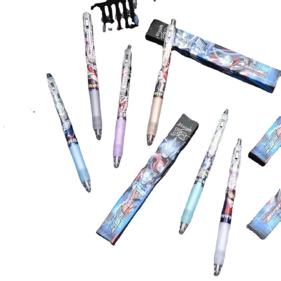 Ultraman Blind Box Pen Boys Cartoon Animation Limited Black Pen Good-looking Push Type Stationery for Students Gel Pen