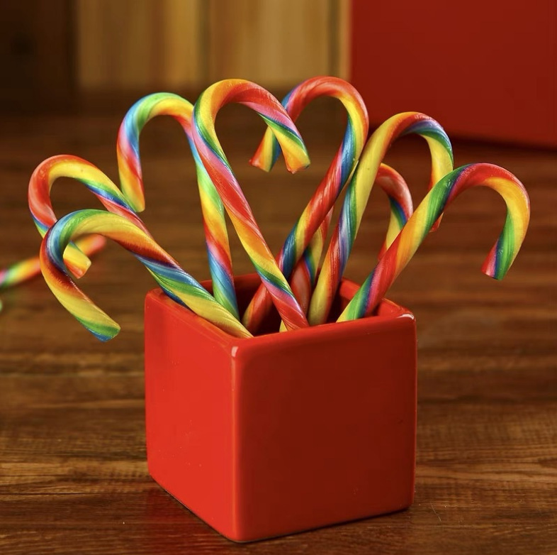 博翔95g拐杖形果味糖盒装圣诞节小礼物创意儿童彩虹糖解馋零食批