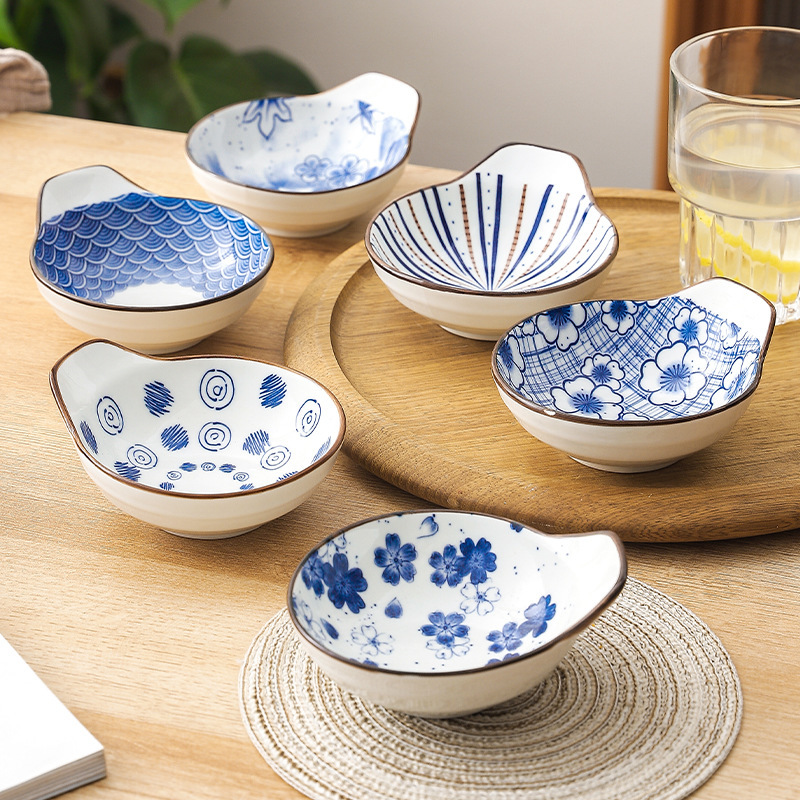 Wholesale Ins Japanese Ceramic Plate Household Small Dish Seasoning Bowl Dish Creative Tableware Sauce Vinegar Seasoning Saucer Dish