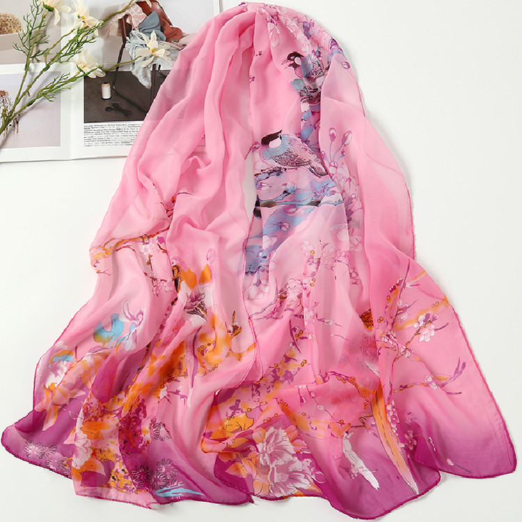 summer scarf Spring and Autumn New Magpie Spring Women's Chiffon Long Scarf Wholesale Small Scarf Scarf Gift Gift Factory Direct Sales