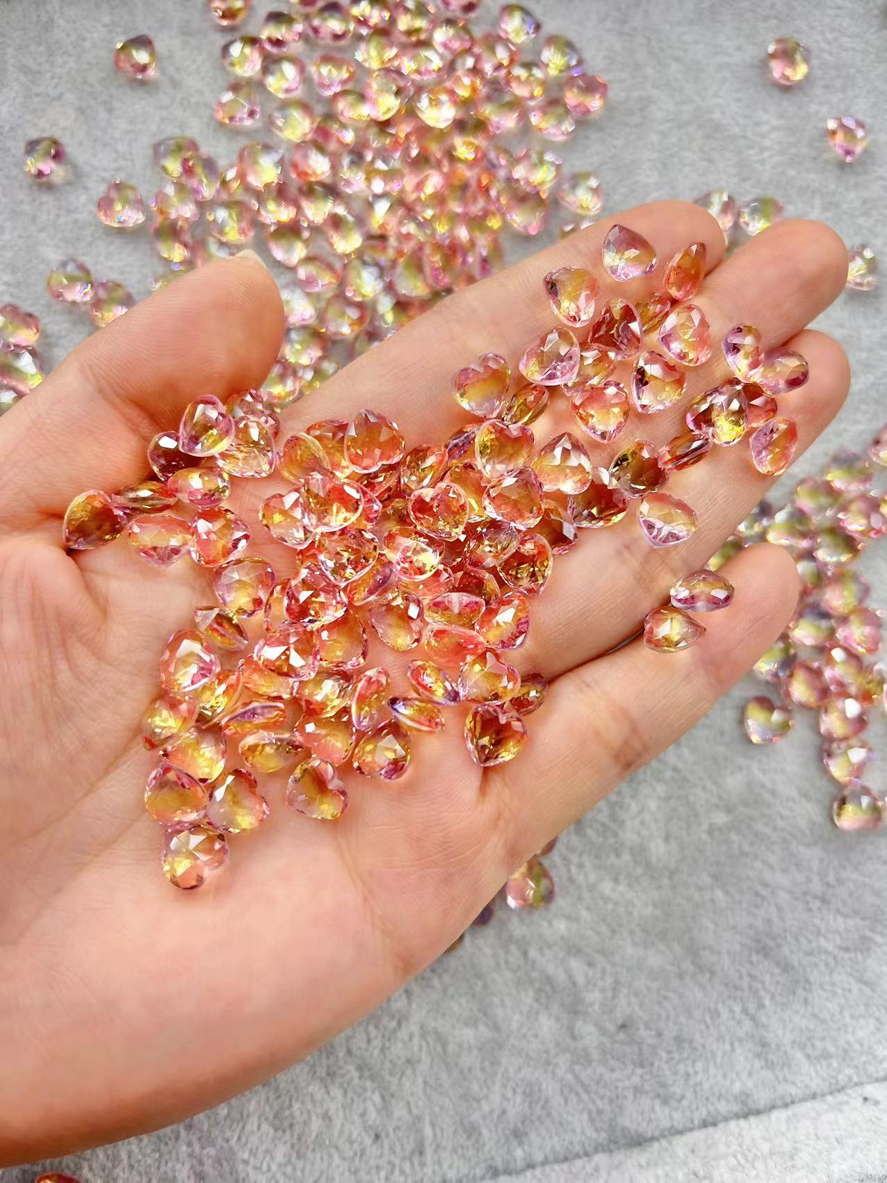 Tourmaline Gradient Color 8mm Peach Heart Series Nail Beauty Rhinestone Ornaments Accessories Factory Wholesale
