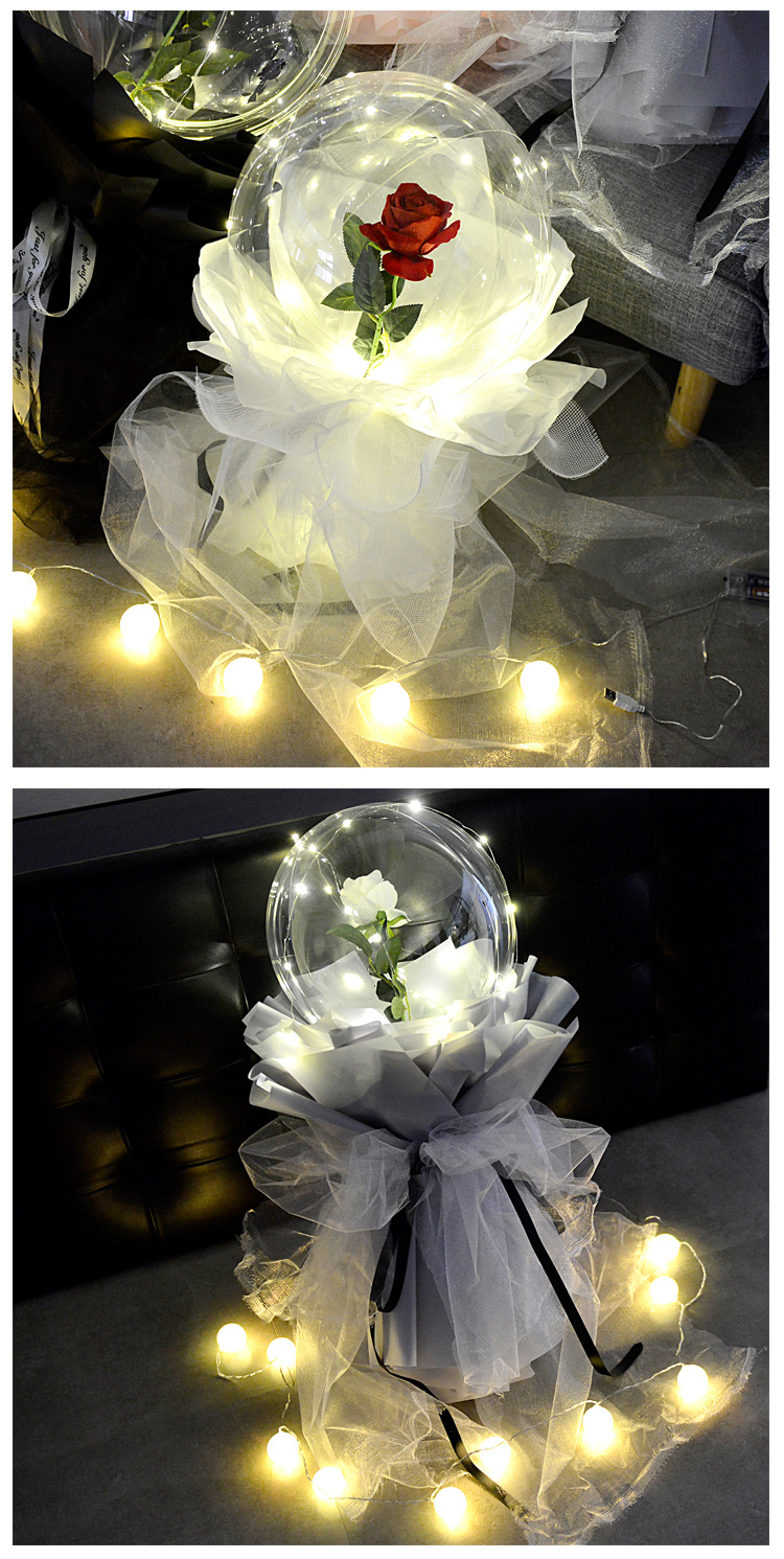 波波球玫瑰花束小子太空玫瑰花告白气球鲜花气球diy材料包