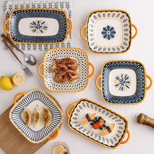 北欧ins风创意露营陶瓷餐具 盘子高颜值烤盘家用小众陶瓷一件代发