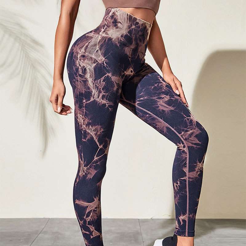 Factory Customized Cross-Border Yoga Pants Women's Printed Tie-Dye High Waist plus Size Yoga Pants Hip Lifting Sport Leggings Women