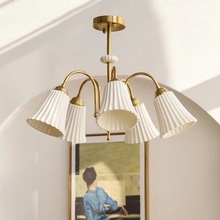 法式复古白色陶瓷吊灯美式现代简约卧室书房餐厅客厅设计师全铜灯