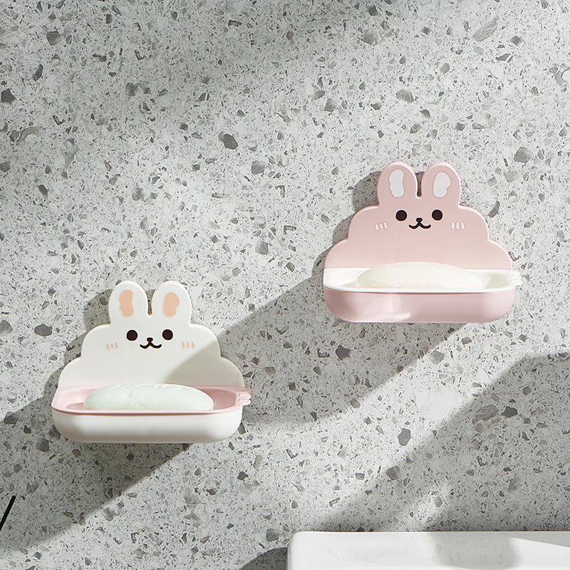 Cute Rabbit-Shaped Soap Box Home Bathroom Punch-Free Creative Soap Holder Drain Soap Box Soap Box 0652-11