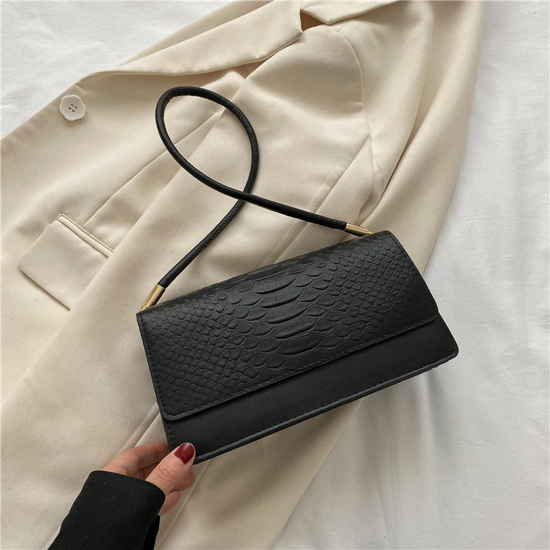 Alligator Print Handbag Women's Bag 2022 New Popular Net Red Retro Underarm Bag All-Matching Ins Niche Square Bag
