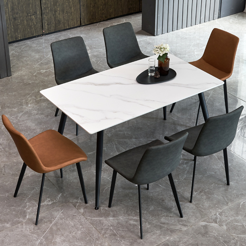 岩板餐桌现代简约饭桌家用小户型长方形餐台餐桌椅组合现货批发