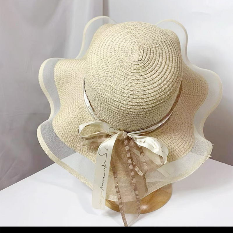 Western Style All-Matching Summer New Bow Big Brim Straw Hat Female Sun Shade Fashion Seaside Beach Hat Wholesale